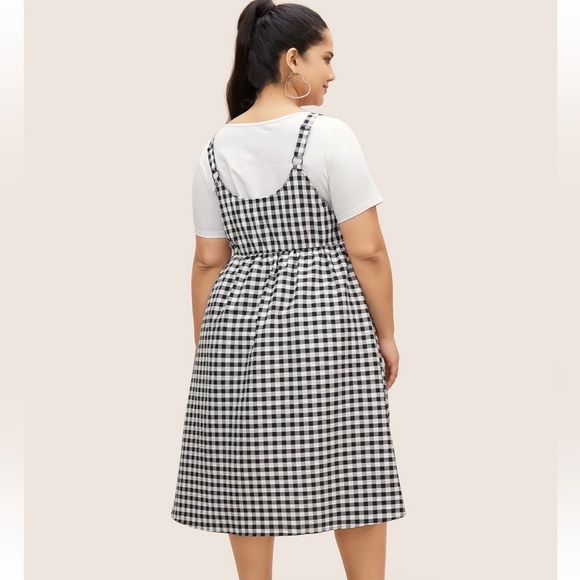 BloomChic Round Neck Gingham Adjustable Straps Dress - Picture 2 of 7